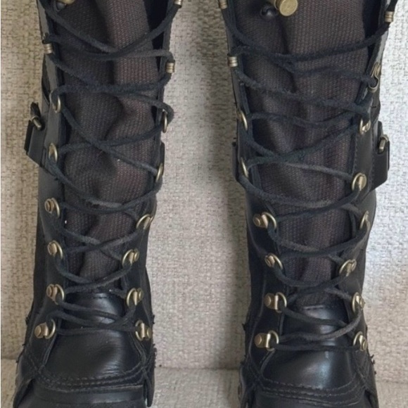 Sorel Conquest Carly Black Women's Winter Lace-Up Boots 8 - Picture 4 of 11